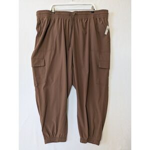 Old Navy StretchTech Brown Cargo Jogger Pants Womens 3X Mid-Rise Ankle Quick Dry
